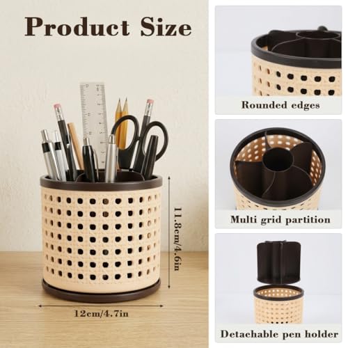 Image of MAYCREATE 360 Rotating Makeup Brush Holder Organizer Stationary Pencils Storage Holder Multipurpose 6 Compartments Organisers for Women Vanity Desk Bathroom