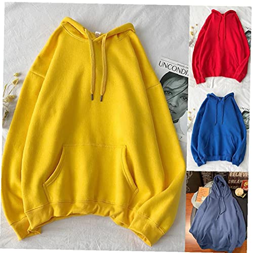 NIDONE Casual Mode Hoodie en Fleece Hooded Jumper Herfst Winter Losse Plain Color Hoodies voor Dames Mannen Denim Blauw… - Image 6