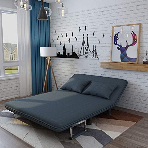 Convertible Sofa Bed Folding Arm Chair Sleeper Leisure Recliner Lounge Couch (Blue), Double Sleeper Recliner for Living Room, Full Padded Lounger Couch Bed with Pillow, Large - Thumbnail 5