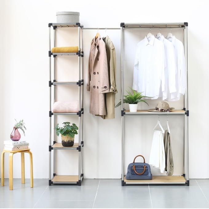 Letusto Sistema organizador de armario independiente de acero inoxidable de alta calidad, fácil de montar, duradero y versátil, resistente y