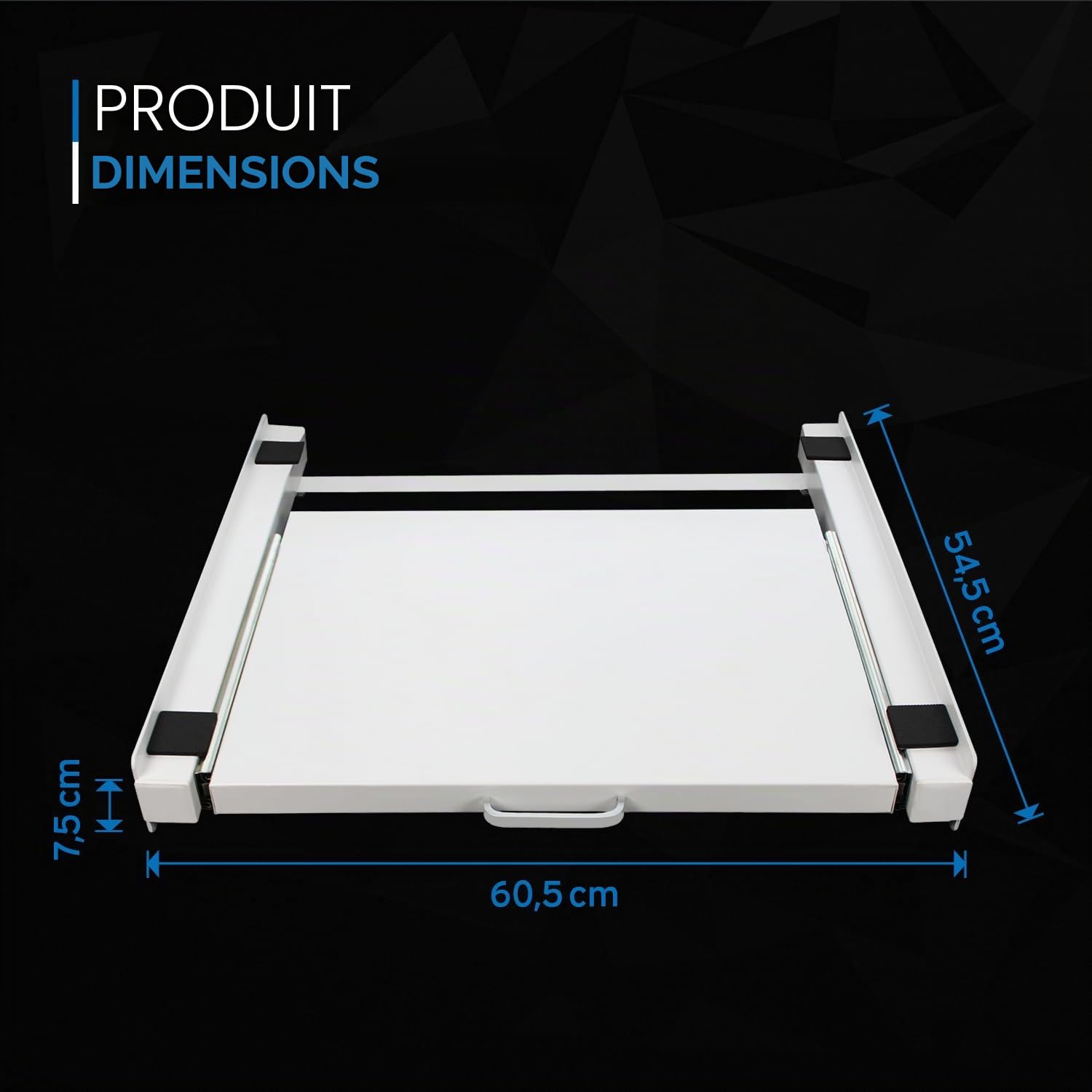 kör4u Cadre intermédiaire blanc, avec plaque amovible, pour machine à laver et sèche-linge, en acier, 60,5 x 54,5 cm, avec sangle d'ancrage blanche