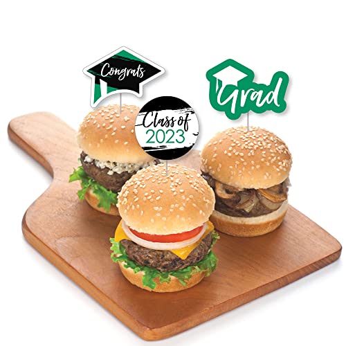 Big Dot Of Happiness Green 2023 Graduation Party - Dessert Cupcake Toppers - Clear Treat Picks - Set Of 24 #TOP2