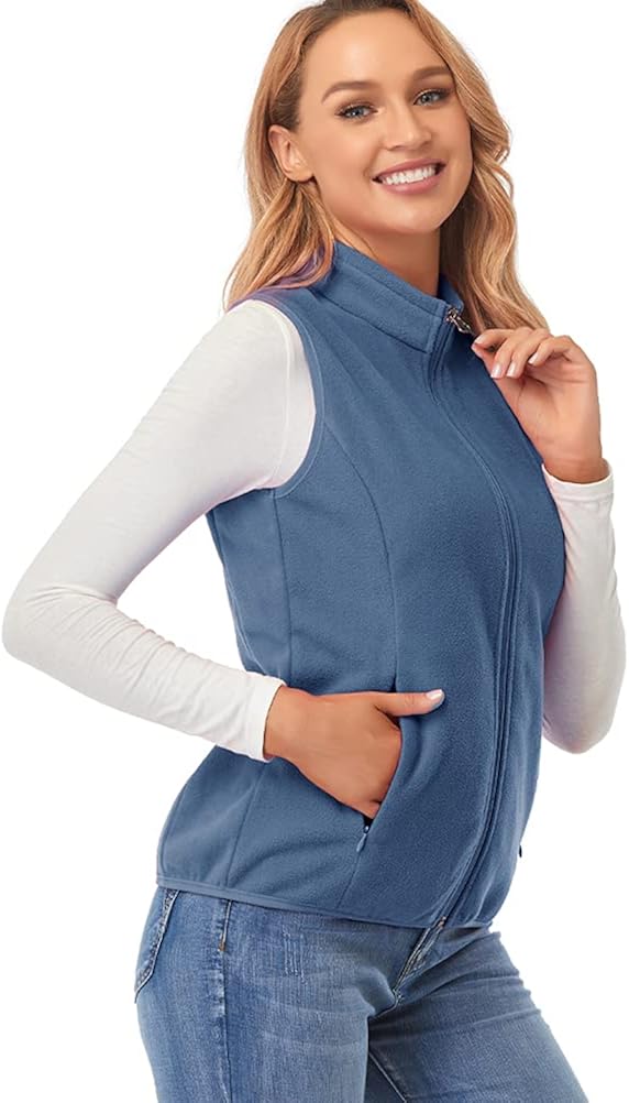 Fuinloth Women's Fleece Vest, Polar Soft Sleeveless Classic Fit with Zip up Pockets : Sports & Outdoors