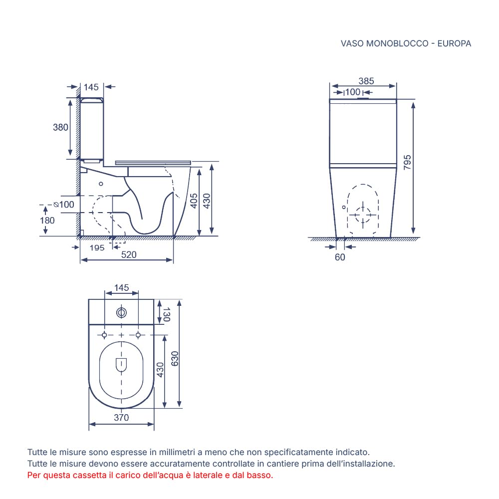 Coppia di sanitari filomuro vaso monoblocco rimless e bidet bianco opaco | Europa