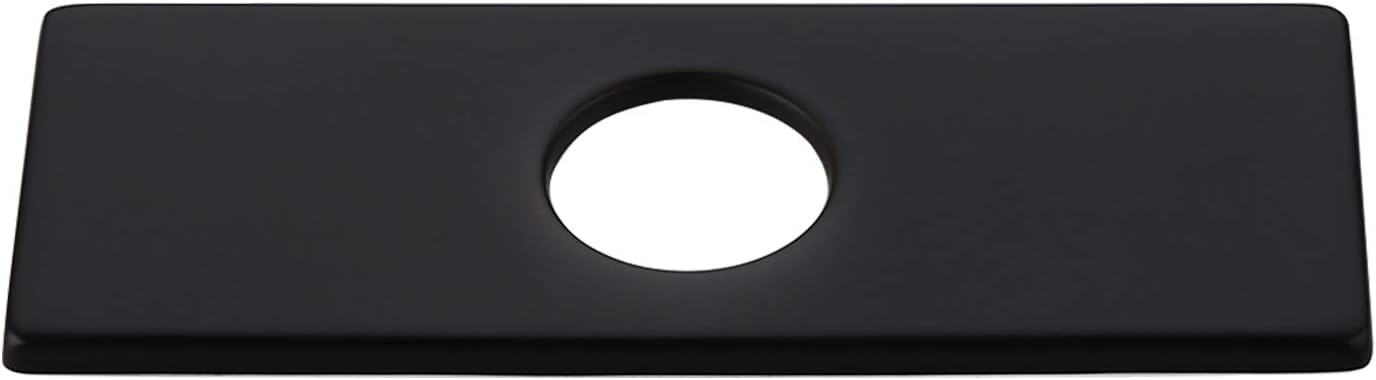 Homary 6" Rectangle Matte Black Rectangular Escutcheon Bathroom Faucet Sink Hole Cover Deck Plate Stainless Steel Replacement 3-Hole Escutcheon Plate
