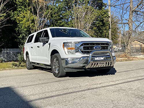 Future Trucks Advance Series Bull Bar With 25” Led Light And Skid Plate 304 Polished Stainless-Steel Construction Chrome Easy Bolt-On Installation | Fits Chevy Silverado & Gmc Sierra 1500 (2007-2018) #TOP3