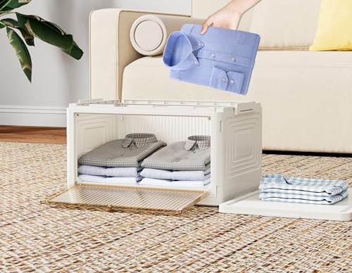 HOMIDEC Closet Organizers and Storage 70Qt 3 Pack Stackable Storage Bins with 1 Lid Closet Organizer Boxes for Clothes Foldable Storage Box for Clothes/Toys/Office Supplies/Snacks(23Qt X 3) - Image 5