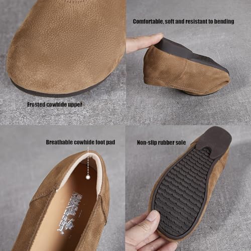 Women's Suede Round Toe Ballet Flats Loafers,Comfortable Slip On Soft Sole Dress Shoes Classic Mom Walking Shoes3