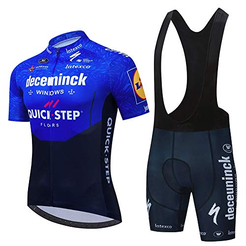 AJL Quick Step Maillot de Ciclismo de Manga Corta para Hombre Club de Verano para Correr, Maillot de Ciclismo al Aire Libre Mountain Road Pro, Conjunto Combinado Ciclo compresión Secado rápido