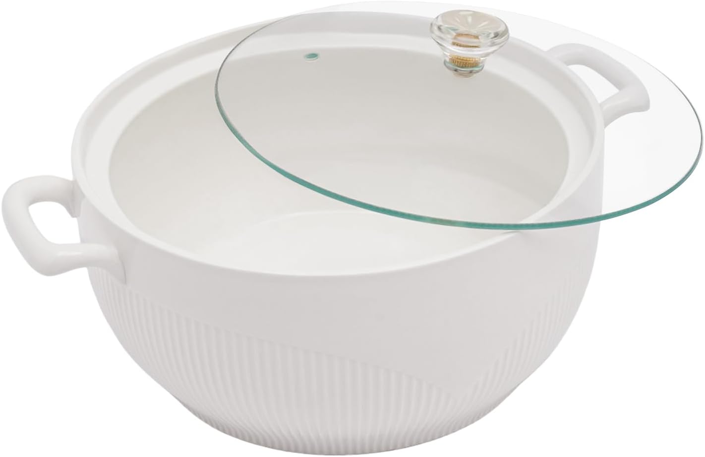 Ceramic Soup Tureen With Glass Lid 8.54 Inch White Porcelain Serving Bowl With Ladle And Embossed Design For Restaurant Home Kitchen Decoration And Microwave Safe