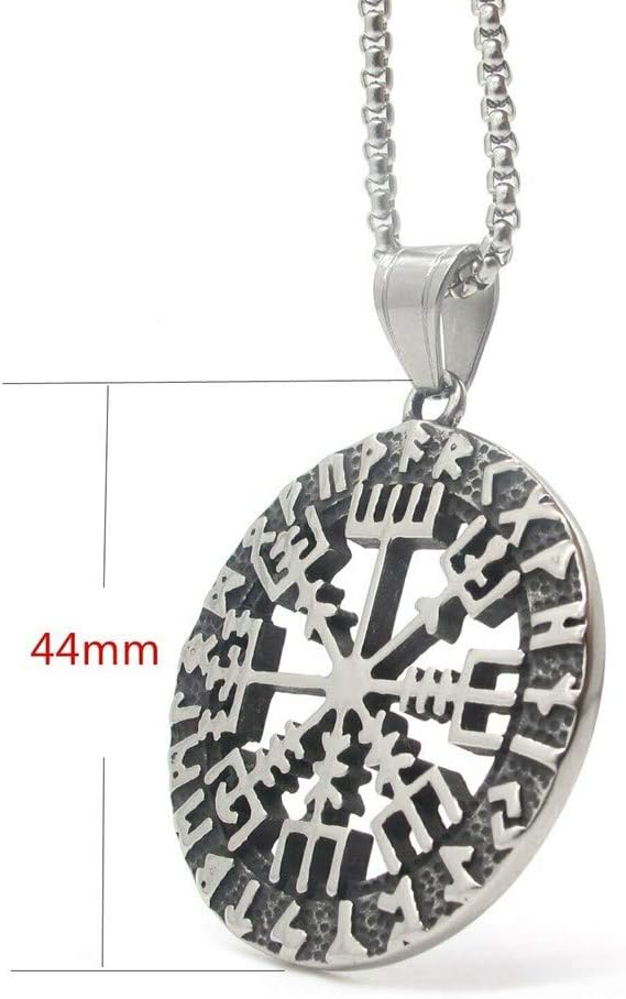 TURTLEDOVE Norse Runes Vegvisir Necklace - Stainless Steel Pendant of Viking Compass Talisman - Image 2