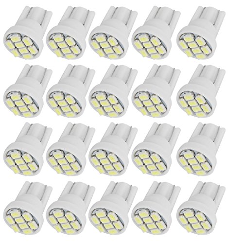 uxcell 20 Piezas Luz LED T10 Blanca 12V 8-LED miniatura 1