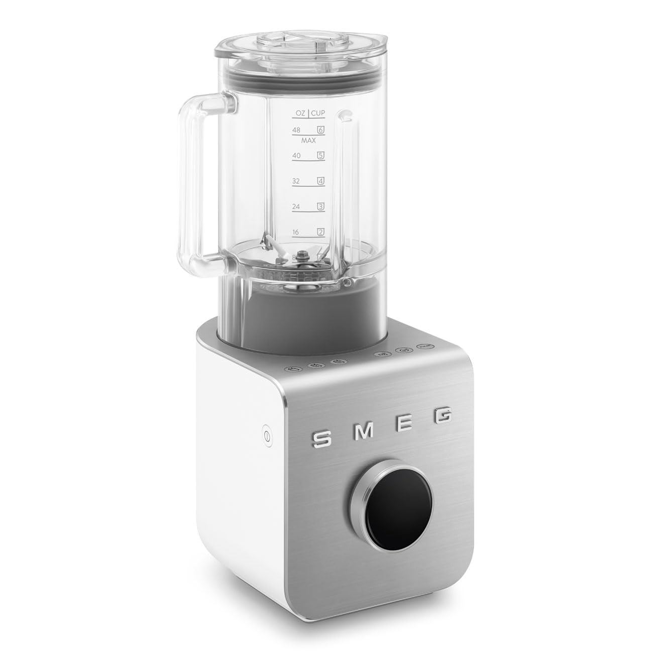 Smeg, Frullatore ad Alte Prestazioni BLC01WHMEU, con Accessori Inclusi e Funzione Pulse, 5 Programmi Preimpostati, 9 Livelli di Velocità, 2 Modalità, Caraffa Rimovibile, Potenza 1400W, Bianco