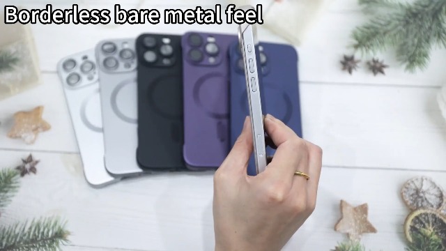 FAOMSEBS Senza Bordo Trasparente per Cover iPhone 15 Pro Max, Compatibile con MagSafe [Protettore per Lenti Fotocamera] (Sensazione di Metallo Nudo) Custodia Sottile per iPhone 15 Pro Max 6,7'', Blu