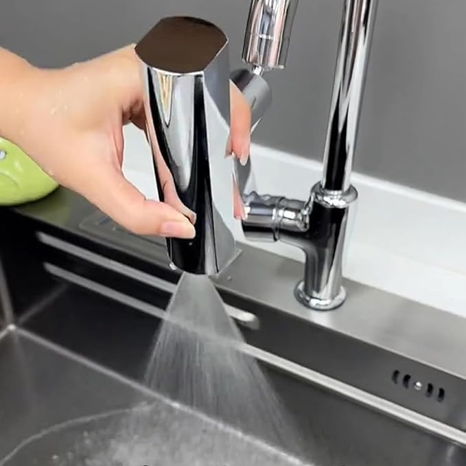 Image of 4 Modes Splash-Proof Kitchen Faucet 360 Swivel Bathroom Faucet Extender Multi Function Sink Swivelling Waterfall Tap Accessory for Washing Vegetable Fruit,Waterfall Kitchen Faucet.