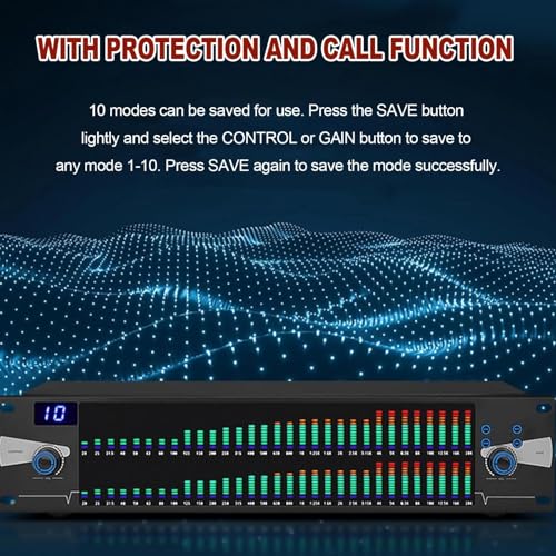 Ecualizador Digital EQ con Reducción de Ruido, Pantalla Espectral HD, 31 Bandas, 10 Efectos Preestablecidos Guardados, Pantalla LCD de Alta Definición y Chip de Procesamiento DSP miniatura 6