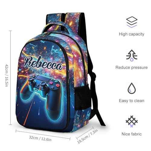 Custom Cool Game Controller Backpack for Women Men Personalized Laptop Bookbag Customized Casual Daypack for Travel Camping 16.5"2