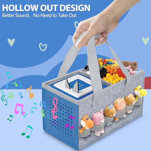 Image of IBVIVIC Carrying Case for Toniebox Starter Set and Figurines, Portable Travel Felt Cloth Musical Toy Folding Bag with Handle for Toniebox 2 and Accessories (Ocean Blue)