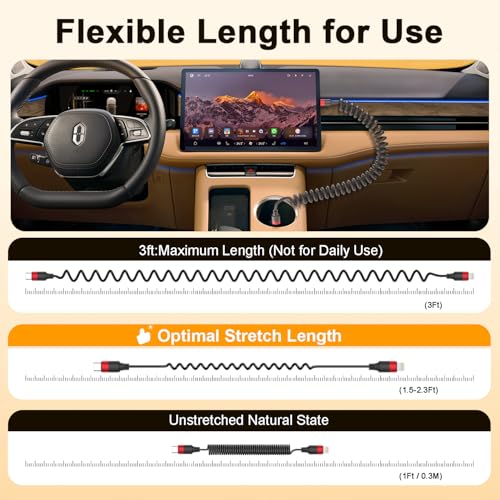 Câble Lightning vers USB C enroulé type C rétractable charge rapide PD pour iPhone 14 13 12 11 Pro