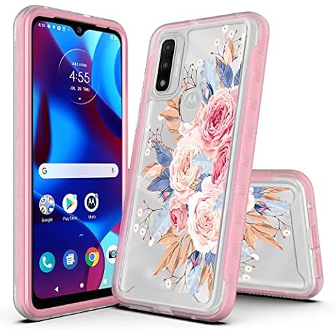 Rosebono Compatible with Motorola G Pure/Moto G Power 2022 / Moto G Play 2023 Case, Hybrid Graphic Design Pattern Cover Case (Flower) Cover