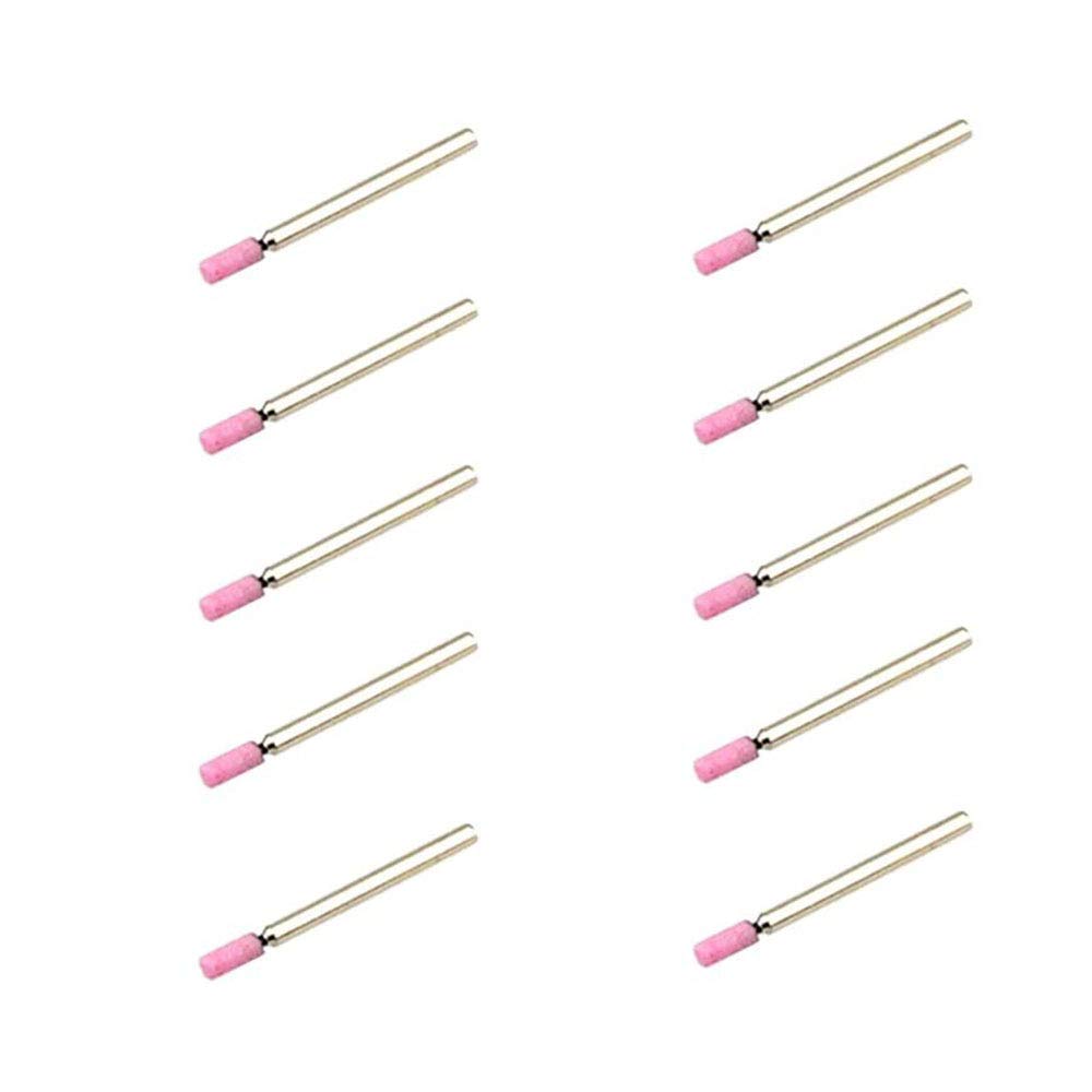 Xuphinx Pink +Silver 10Pcs Abrasive Mounted Stone Wheels Bits Set Cone Grinding Polishing Tool For Rotary Grinder 4Mm