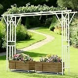 Flat Top Garden Arch Trellis 11FT x 9FT, Super Large Arbor Trellis for Climbing Plants Outdoor 141.7in x 108in x 19.7in, Metal Garden Frame for Backyard, Lawn, Archway, Wedding Decoration, Patio White