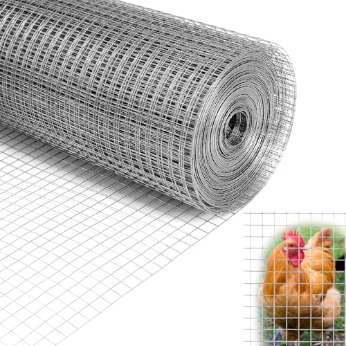 QWORK® Grillage Galvanisé Maille, 1 x 20m Grillage Cloture, 12.7 mm Trous Grillage Métallique Fin, Clôture en Grillage Métallique, pour Poulaillers,...