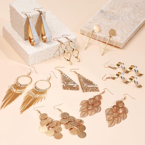 ESRICH 20 Pairs Gold Earrings for Women,Silver Earring,Earrings for Women,Dangle Earrings for Womem 6