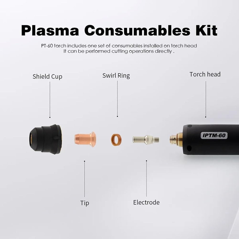 Cabezal de antorcha de plasma sin HF 60 A, montaje recto para PT-60 para IPT-60 para IPTM-60 para maquinaria de corte CNC Pilot WSP062017