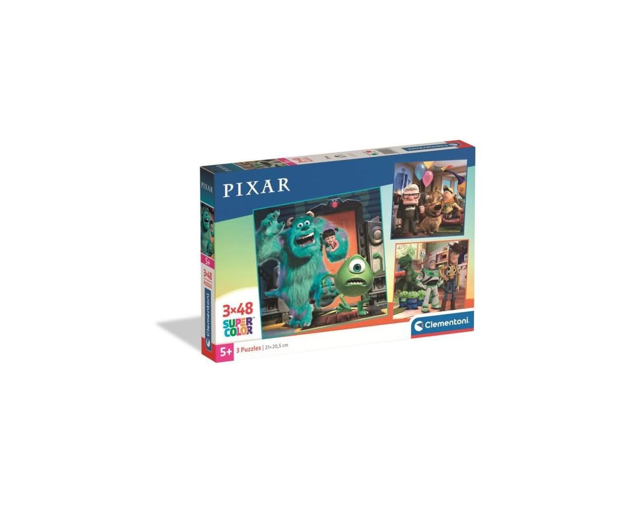 Clementoni Puzzle 3x48 pieces Square Disney Pixar, Puzzle for Kids 5+ Years, Made in Italy, 25065