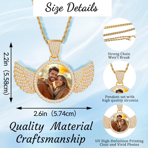 Picture Necklace Personalized Photo, Custom Necklace with Picture Personalized Circle Chain Pendant Customized Necklaces Memorial Gifts for Women Men Birthday Christmas Valentine's Day Anniversaries2