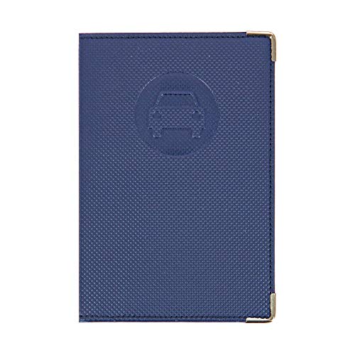 COLORPOP 550041 Porte-Papiers Véhicule Finition Carbone Coloris Bleu Marine + Étui Transparent pour Carte Grise