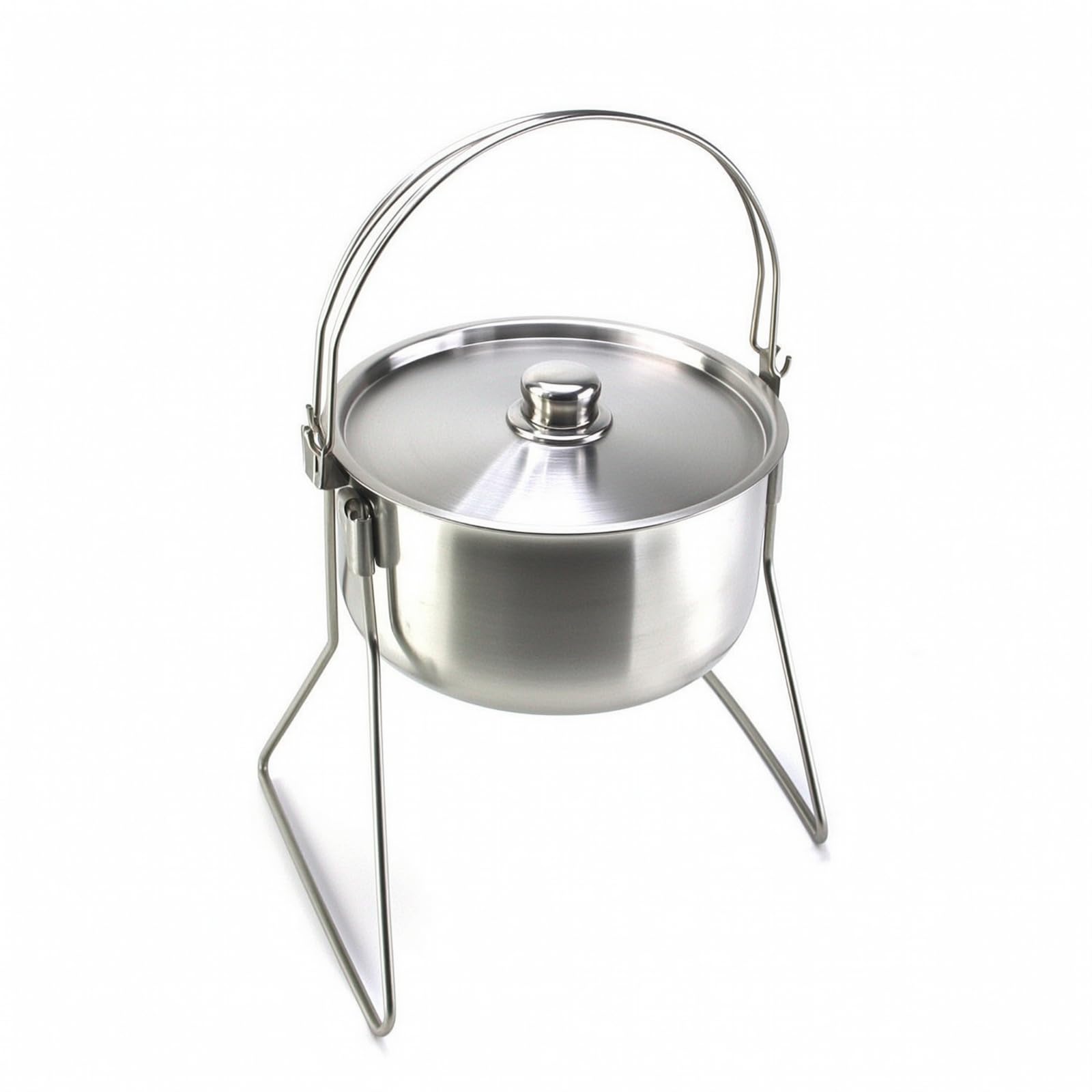 Baoblaze Casserole de Plein Air Pot Marmite Gamelle en Acier Inoxydable 304 avec Couvercle Arquée Conçue pour la sur Trépied pour Cuisson au