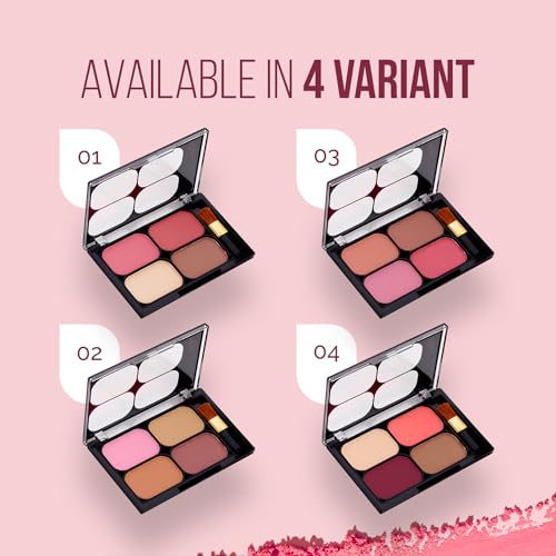 Image of Colors Queen Blush and Highlighter Palette for Face Makeup | Matte Finish, Highly Pigmented & Lightweight Silky Smooth Texture | Blusher and Highlighter Palette with Brush (Multicolor - 02)