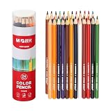 M&G 24色色鉛筆セット 油性描画色鉛筆24本入り 初心者向けアート用品 大人の塗り絵ギフト 赤いペンシルホルダー付き