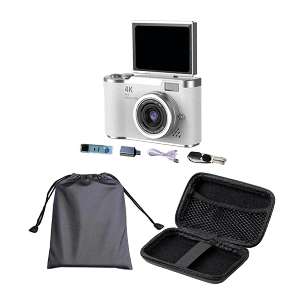 Appareil Photo Numérique 48 MP avec Numérique 8X pour étudiants et Débutants, Blanc, Idéal pour Thanksgiving.