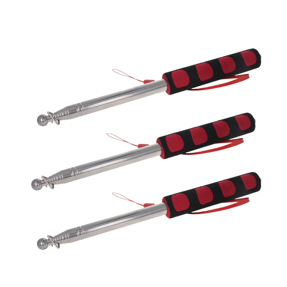 Othmro 3Pcs Hollow Telescopic Teachers Pointer, Teaching Pointer Stick for Classroom, Metal Hand Retractable Pointer Extended Length 55.1 inch, Handheld Presenter Whiteboard Pointer (Red)