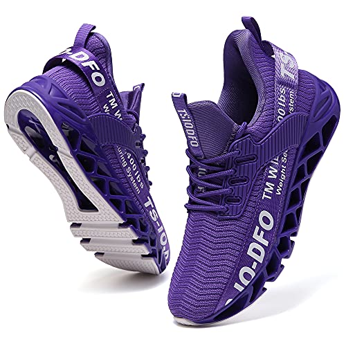 Women Sneakers for Slip on Sport Running Shoes Blade Athletic Tennis Walking Shoes Breathable Fashion Sneaker Gym Runner Trail Workout Jogging Shoes Purple Size 7.5