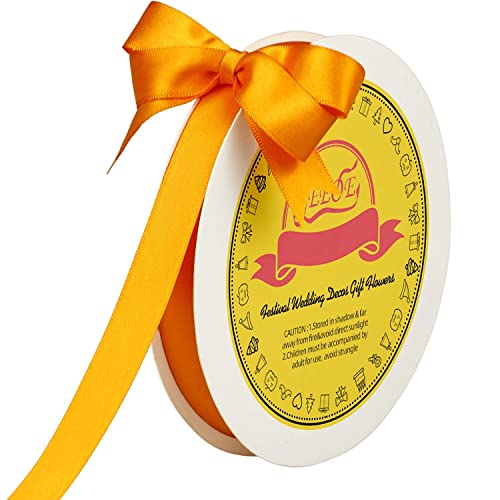 Image of Double Face Autumn Orange Satin Ribbon 5 /8 inch X 50 Yards Polyester Autumn Orange Ribbon for Gift Wrapping Very Suitable for Weddings Party Invitation Decorations and More