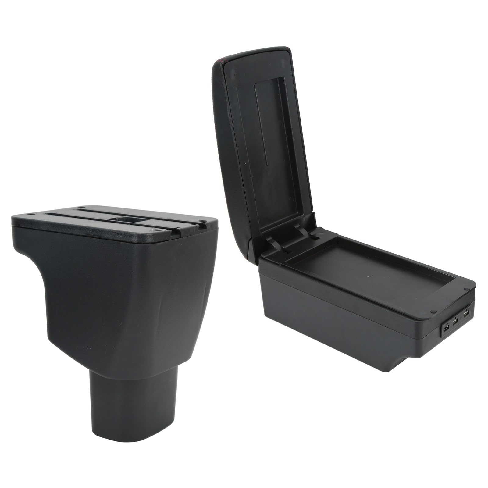 Keenso Portabicchieri Console Centrale in ABS e Pelle PU, Organizer | Scatola per braccioli Scatola portaoggetti per console centrale in ABS e pelle PU con 7 porte USB Organizzatore interno di