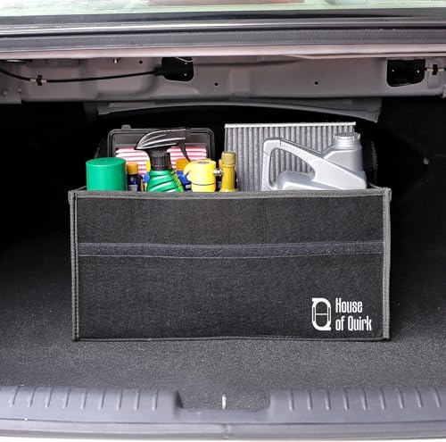 Image of House of Quirk Car Trunk Organizers Large Anti Slip Car Trunk Compartment Boot Storage Organizer Utility Tool Bag (Beige)