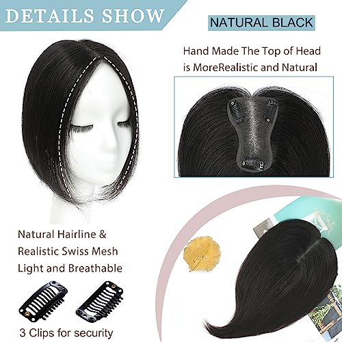 SEA SINGING Real Human Hair Toppers for Women with Thinning Hair, Remy Toppers Hair Pieces, 100% Human Hair Clip Ons - Image 4
