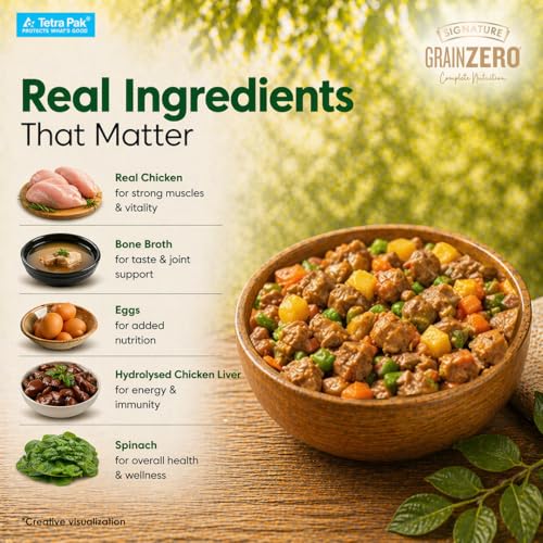 Image of Grain Zero Dog Fresh Food Tetra Pak Real Chicken & Vegetables, for Adult & Puppy, 350g | Supports Joint & Health | Immune System | Anti Inflammatory Properties | Ready to Serve | One Pack One Meal