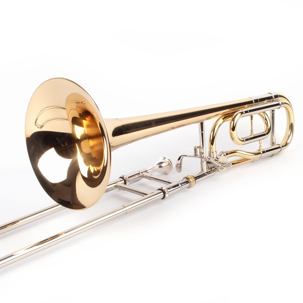 Bb/F High Grade Posaune Quartventil, Neusilber Goldmessing Softkoffer Mundstück