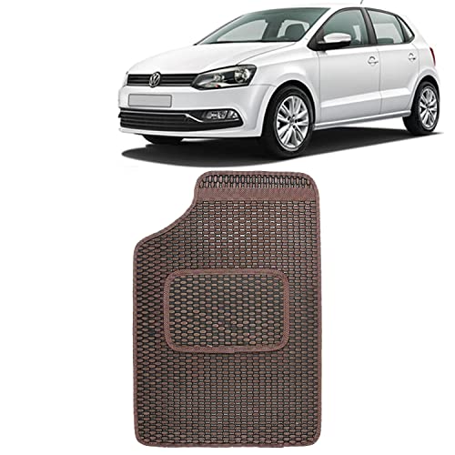 Image of Kingsway Dotted Design Car Floor Foot Mats Universal Fit for Volkswagen Polo, Model Year : 2009 Onwards, Water and Dustproof, Color Brown, Set of 5 Pieces