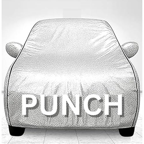Image of 100% Waterproof Car Cover for Punch UV Protection, Dustproof, Windproof | Custom Fit with Mirror Pockets, Belt & Buckle | All Weather Outdoor Body Cover(Silver)