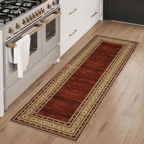 GlowSol Runner Rug 2x6 Washable Long Hallway Rug Runner Modern Bordered Rug Soft Non Slip Floor Cover Accent Carpet Runner for Entryway Kitchen Laundry Room Bathroom 2x6