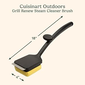 Cuisinart Grill Renew Steam Cleaner Brush, Bristle Free Cleaning Brush for All Grills, Perfect Worry-Free Grill Brush Accessories for BBQ, Clean Cast Iron Grates, Stainless Steel, Porcelain