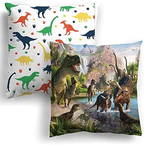 MUSOLEI 2er Dinosaurier Kissenbezug 45X45 Kinder Samt Kissenbezug Dino Kissenhülle Plüsch SofaKissenbezug Cover
