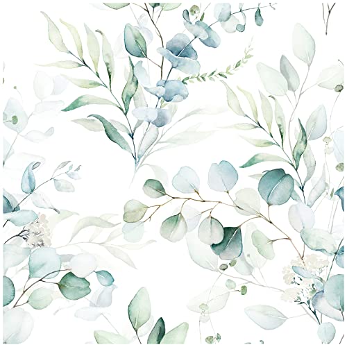 Floralplus Peel And Stick Wallpaper Boho Eucalyptus Leaf Wallpaper Removable Wallpaper Peel And Stick Floral Stick On Wallpaper For Bedroom Home Decor 17.7X118In #TOP2
